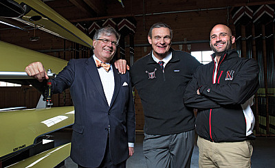 Northeastern corporator Chuck Hewitt (left), Larry O'Toole, E'76 (center), and Guy Pronesti, DMSB'00, whose combined philanthro...