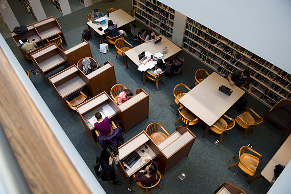 December 1, 2014 - Students studied on the third floor of Snell Library.