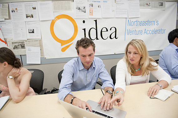 July 18, 2012 - Katie Chaput (right) and Charlie Stevenson (left) meet at the IDEA lab at Northeastern University. IDEA, NortheasternÕs ...