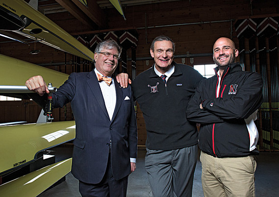 Northeastern corporator Chuck Hewitt (left), Larry O'Toole, E'76 (center), and Guy Pronesti, DMSB'00, whose combined philanthropy has hel...